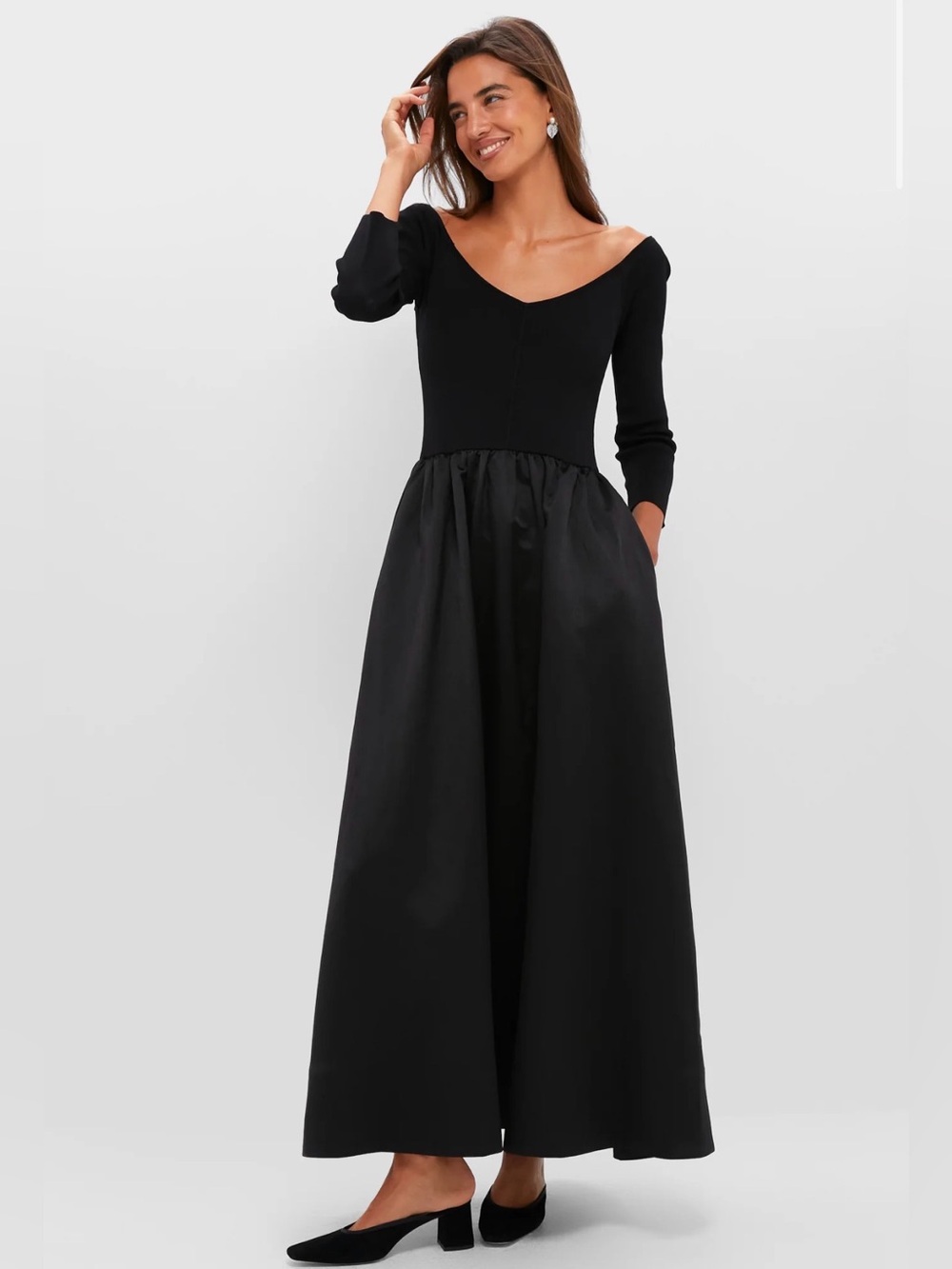 NWT Tuckernuck Black Dupioni Clea Midi Dress Women's Size Medium